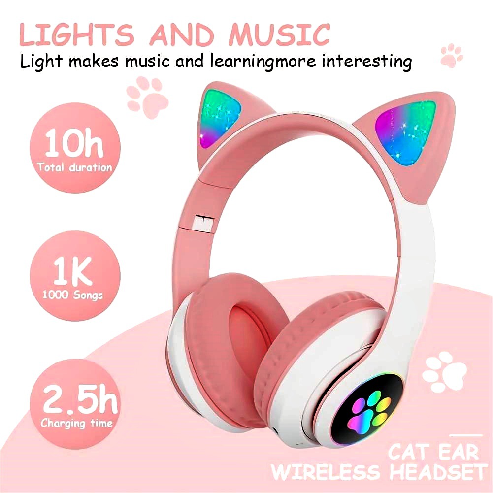 Anc Wireless Over Ear Headphones - Auricolari STN-28 Bluetooth 5.0 Cute Cat